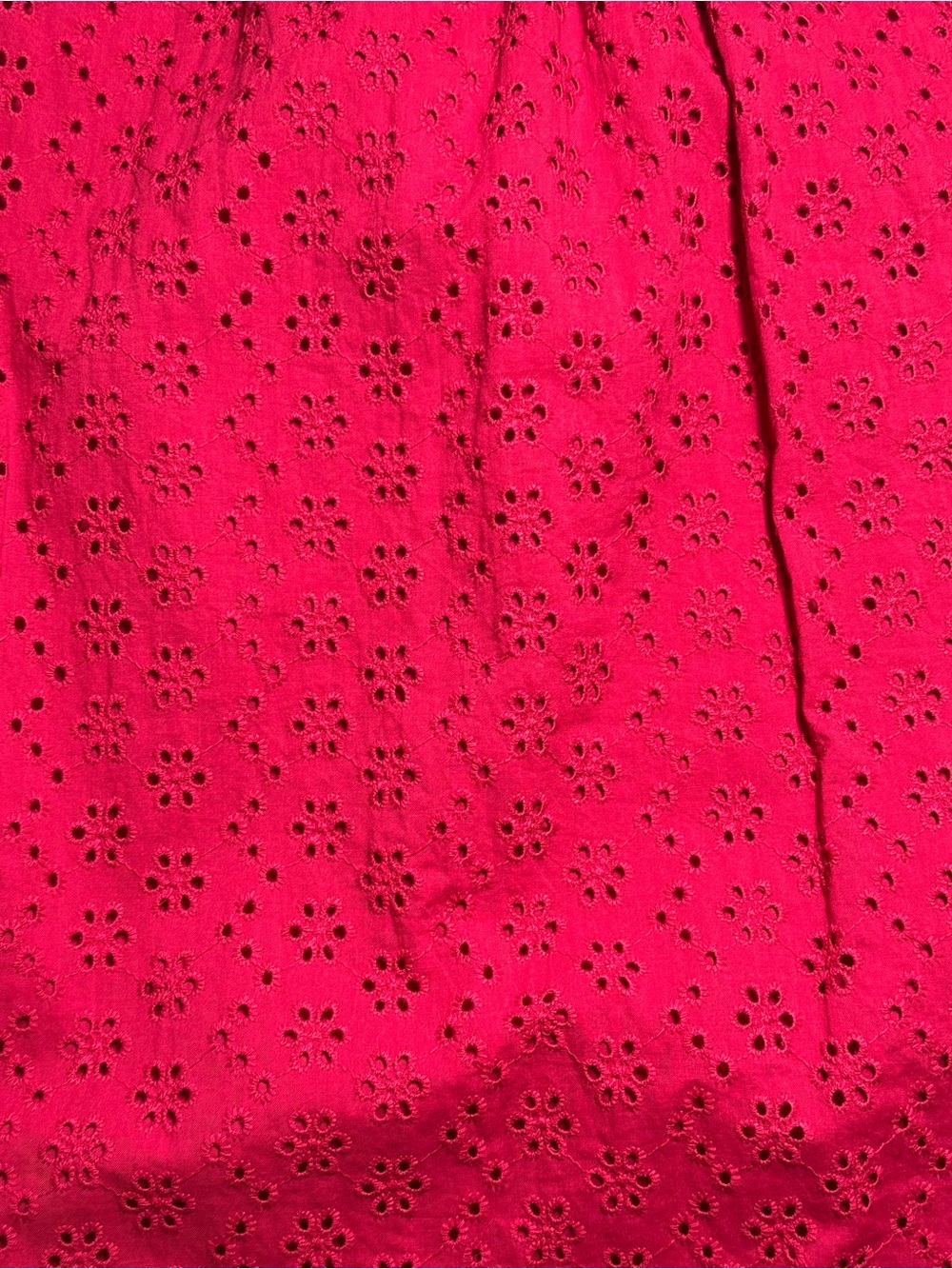 LOFT Raspberry Pink Eyelet Ruffle-Trim Shift cotton Dress - Picture 6 of 11